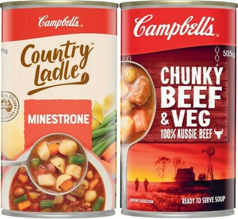 Coles Campbell’s Country Ladle or Chunky Soup 495g-505g offer