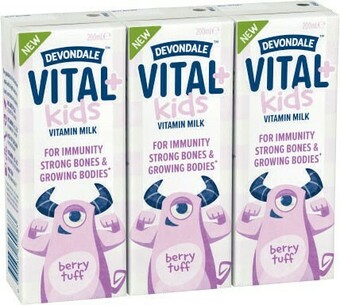 Coles Devondale Kids Vital+ Milk 3x200mL offer