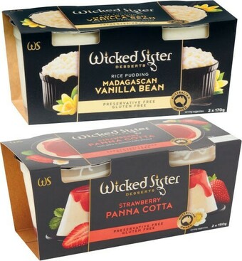 Coles Wicked Sister Desserts 2 Pack 200g-340g offer