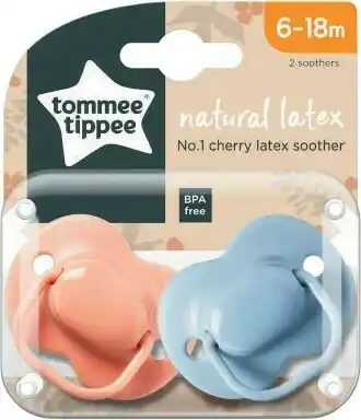 Coles Tommee Tippee Cherry Latex Soother 6-18m 2 Pack offer