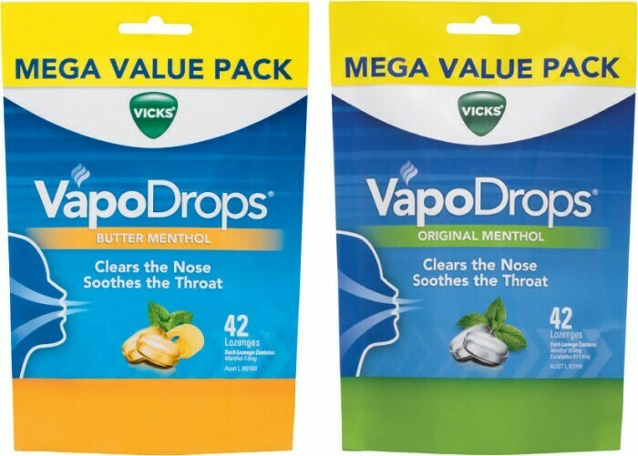 Vicks VapoDrops Original or Butter Menthol Lozenges 42 Pack offer at Coles