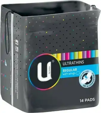 U by Kotex Pads Ultra Thin Regular Pads with Wing 14 Pack