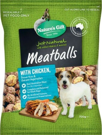 Coles Nature’s Gift Just Natural Meatballs Dog Food 650g-700g offer