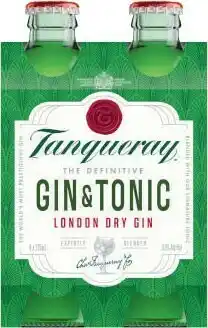 Coles Tanqueray & Tonic Bottles 4x275mL offer