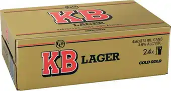 Coles Tooheys KB Lager Cans 24x375mL offer