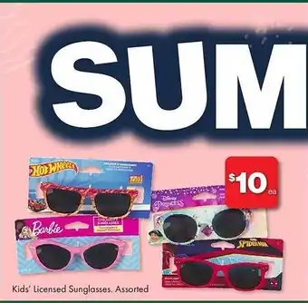 The Reject Shop Kids' licensed sunglasses assorted offer