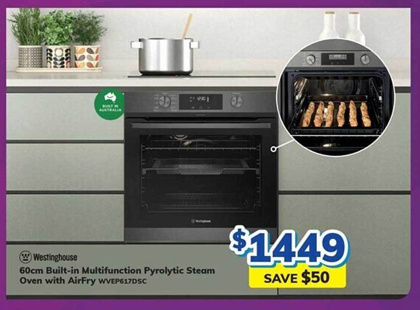 Westinghouse 60cm builtin mulfifunction pyrolytic steam oven with