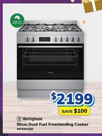 Bi-Rite Westinghouse 90cm dual fuel freestanding cooker wfe915sd offer
