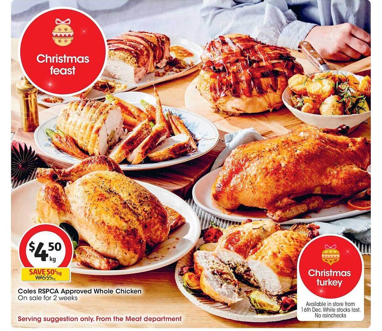 Coles rspca approved whole chicken offer at Coles