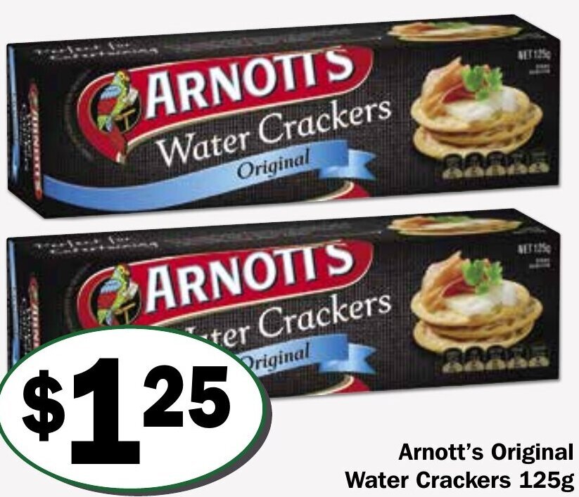 Arnott's Original Water Crackers 125 g offer at Friendly Grocer