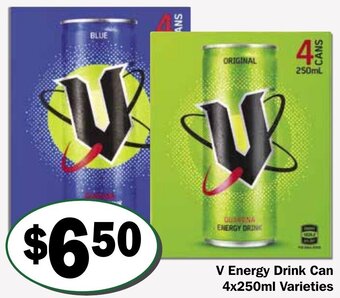 Friendly Grocer V Energy Drink Can 4x250ml offer