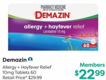 Demazin Allergy + Hayfever Relief 10mg Tablets 60