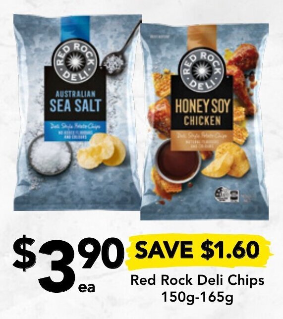Red Rock Deli Chips 150165g offer at Drakes