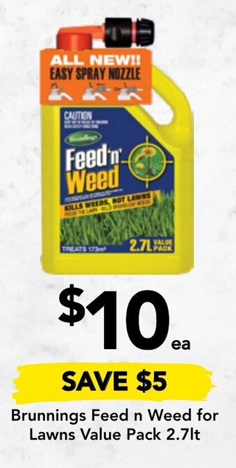 Drakes Brunnings Feed n Weed for Lawns Value Pack 2.7lt offer