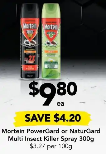 Drakes Mortein PowerGard or NaturGard Multi Insect Killer Spray 300g offer