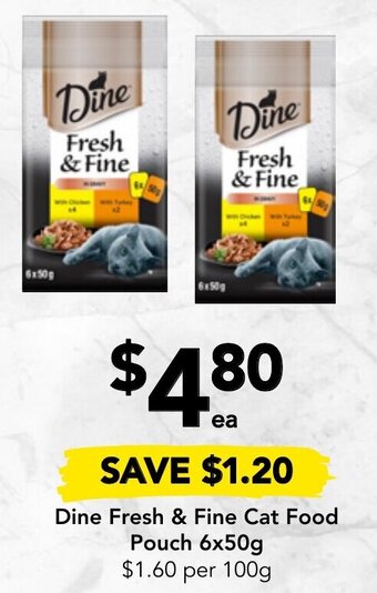 Drakes Dine Fresh & Fine Cat Food Pouch 6x50g offer
