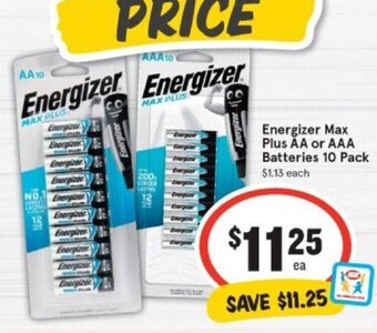 IGA Energizer Max Plus AA or AAA Batteries 10 Pack offer