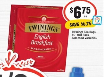 IGA Twinings Tea Bags 80-100 Pack offer