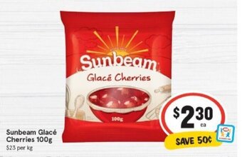IGA Sunbeam Glacé Cherries 100g offer