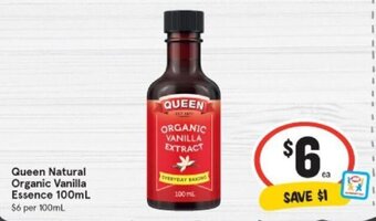 IGA Queen Natural Organic Vanilla Essence 100ml offer