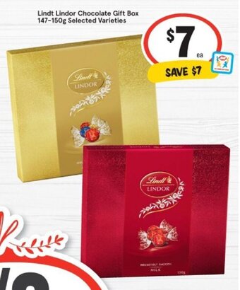 IGA Lindt Lindor Chocolate Gift Box 147-150g offer