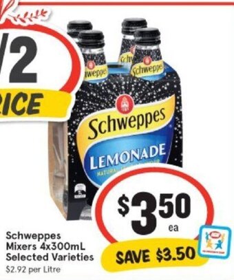IGA Schweppes Mixers 4x300ml offer