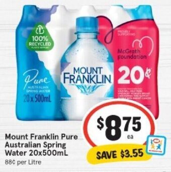IGA Mount Franklin Pure Australian Spring Water 20x500ml offer