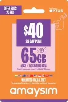 Coles amaysim $40 Prepaid SIM offer