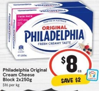 IGA Philadelphia Original Cream Cheese Block 2x250g offer