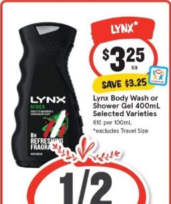 IGA Lynx Body Wash or Shower Gel 400mL offer