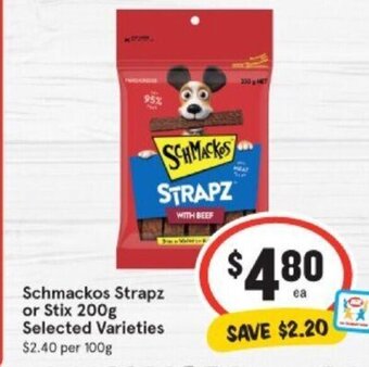 IGA Schmackos Strapz or Stix 200g offer