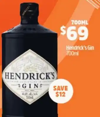 BWS Hendrick's Gin 700ml offer