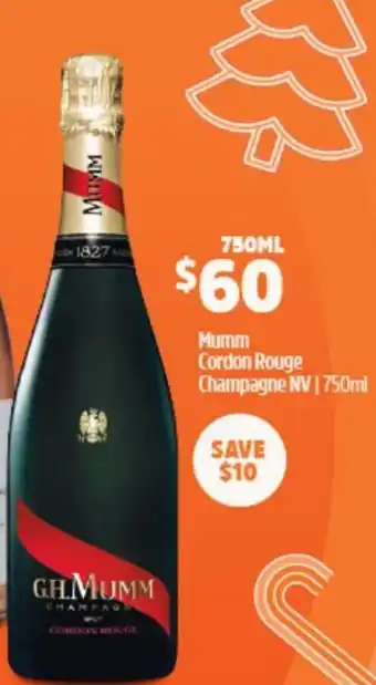 BWS Mumm Cordon Rouge Champagne 750ml offer