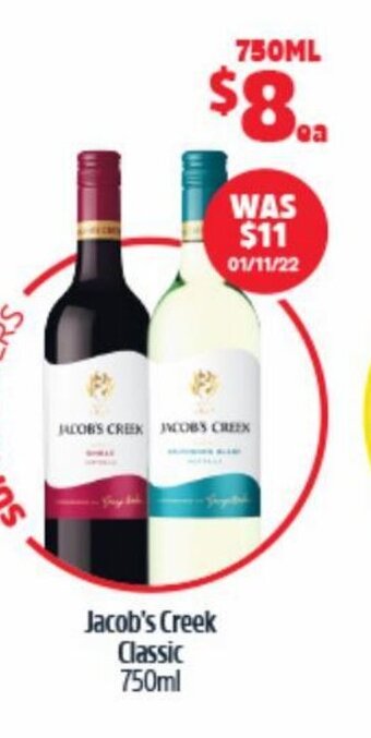 BWS Jacob's Creek Classic 750ml offer