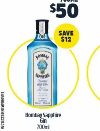 BWS Bombay Sapphire Gin 700ml offer