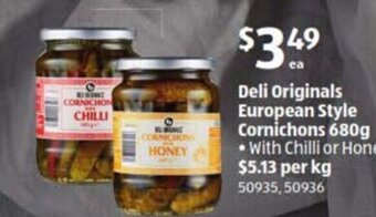 ALDI Deli Originals European Style Cornichons 680g offer