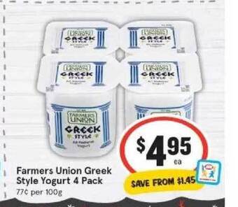 Farmers union greek style yogurt 4 pack