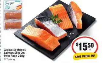 IGA Global seafoods salmon skin on twin pack offer