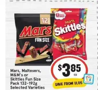 IGA Mars, maltesers, m&m's or skittles fun size offer