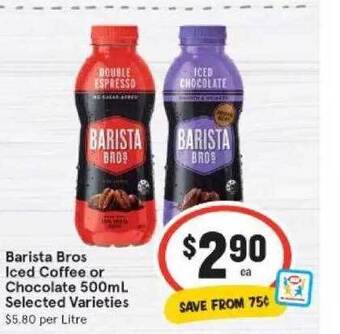 IGA Barista bros iced coffee or chocolate offer