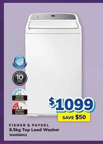 Bi-Rite Fisher & paykel 8.5kg top load washer wa8560g1 offer