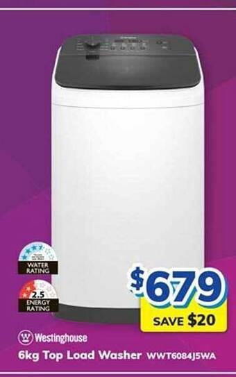 Bi-Rite Westinghouse 6kg top load washer offer