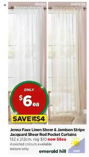 Spotlight Jenna faux linen sheer & jamison stripe jacquard sheer rod pocket curtains offer