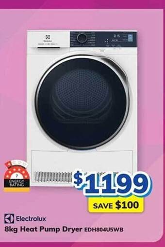 Bi-Rite Electrolux 8kg heat pump dryer edh804u5wb offer