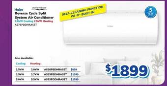 Bi-Rite Haier reverse cycle split system air conditioner offer