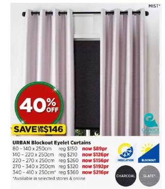 Spotlight Urban blockout eyelet curtains offer
