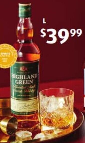 ALDI Highland Green Blended Malt Scotch Whisky 700ml offer