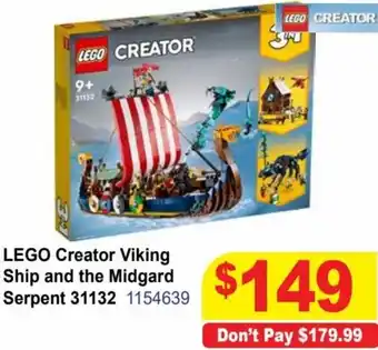 Lego Creator Viking Ship and the Midgard Serpent 31132
