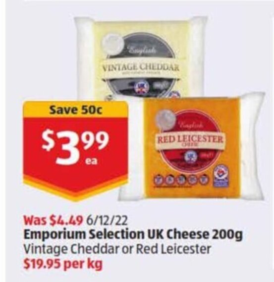 Emporium Selection UK Cheese 200g offer at ALDI