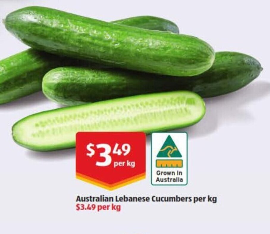 Australian Lebanese Cucumber per kg offer at ALDI